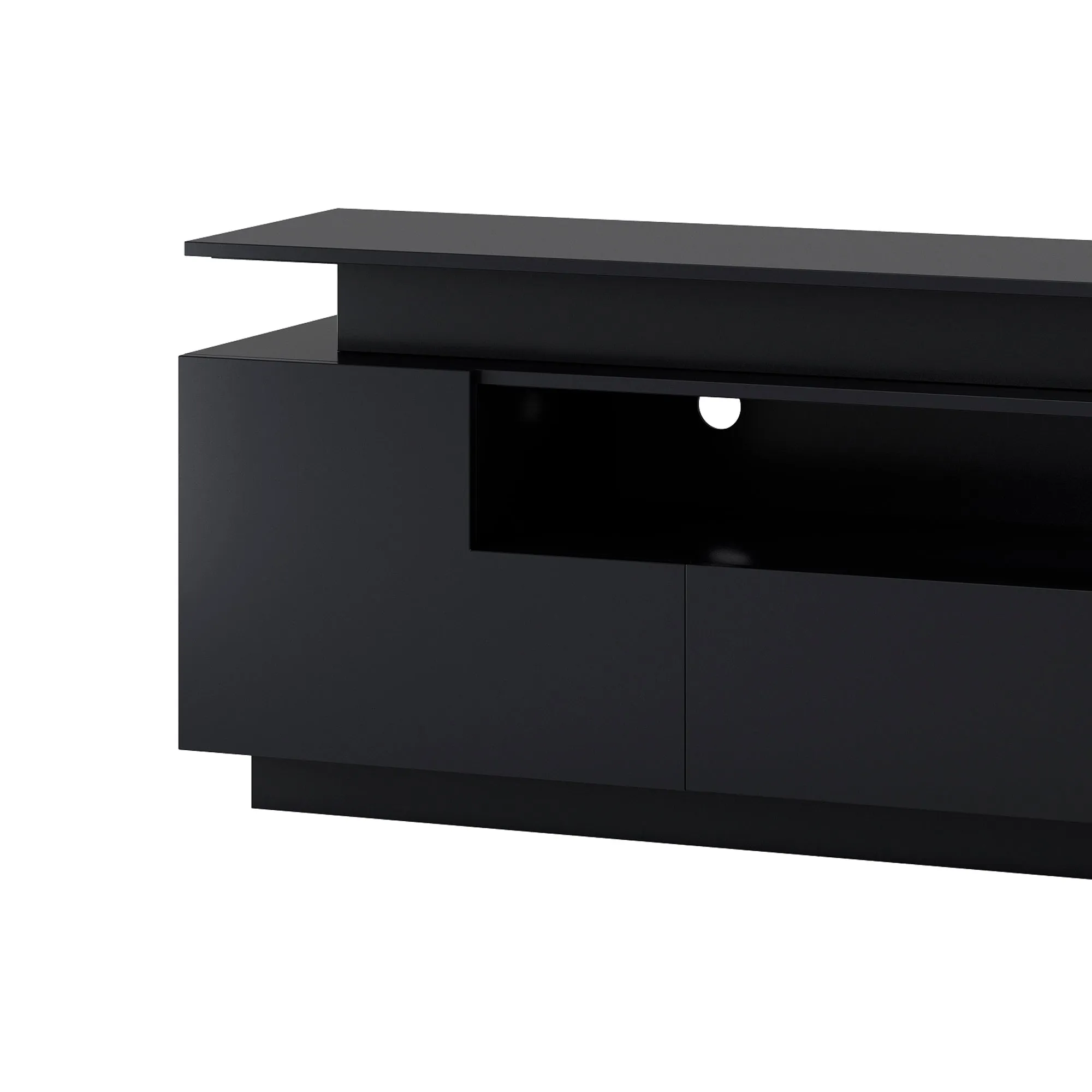 Universe High Gloss TV Stand with Color Changing LED Lights - Black