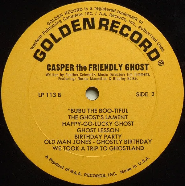 Unknown Artist - Casper The Friendly Ghost (LP, Album, Mono) (VG )