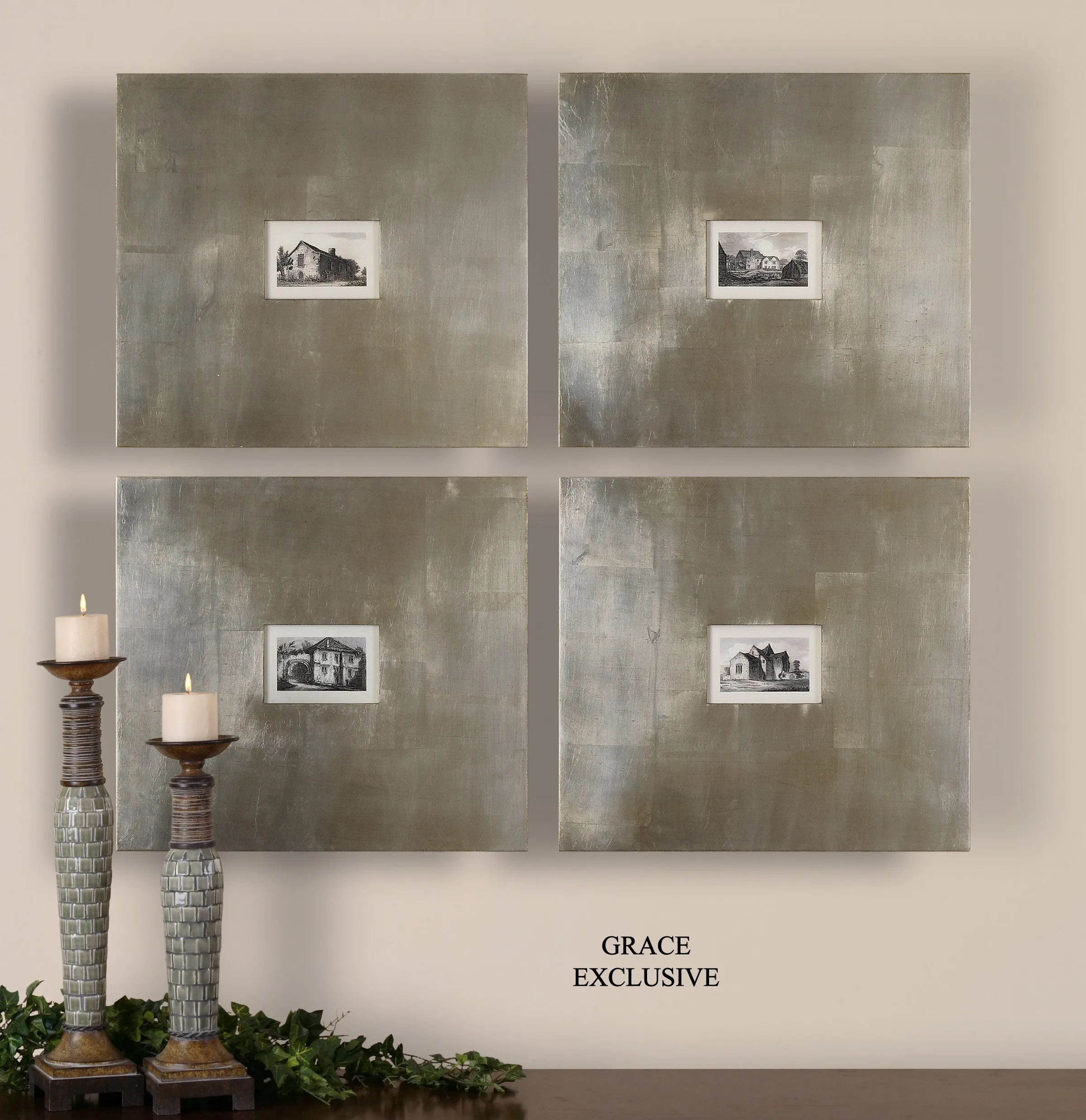 Uttermost Historical Buildings Framed Art Set/4