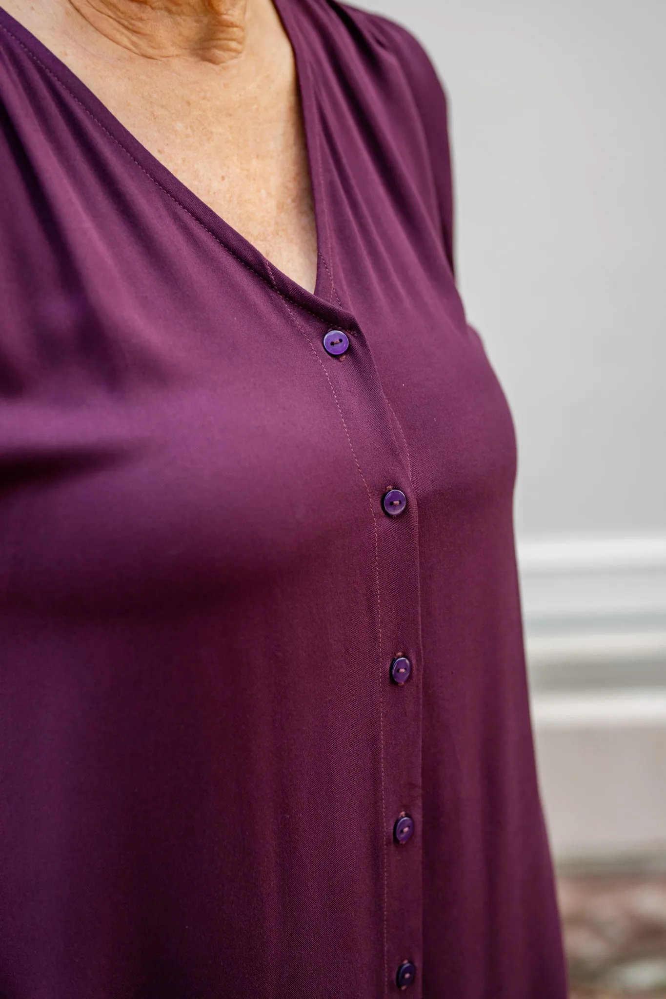 V-Neck Tunic Button-Up Dress
