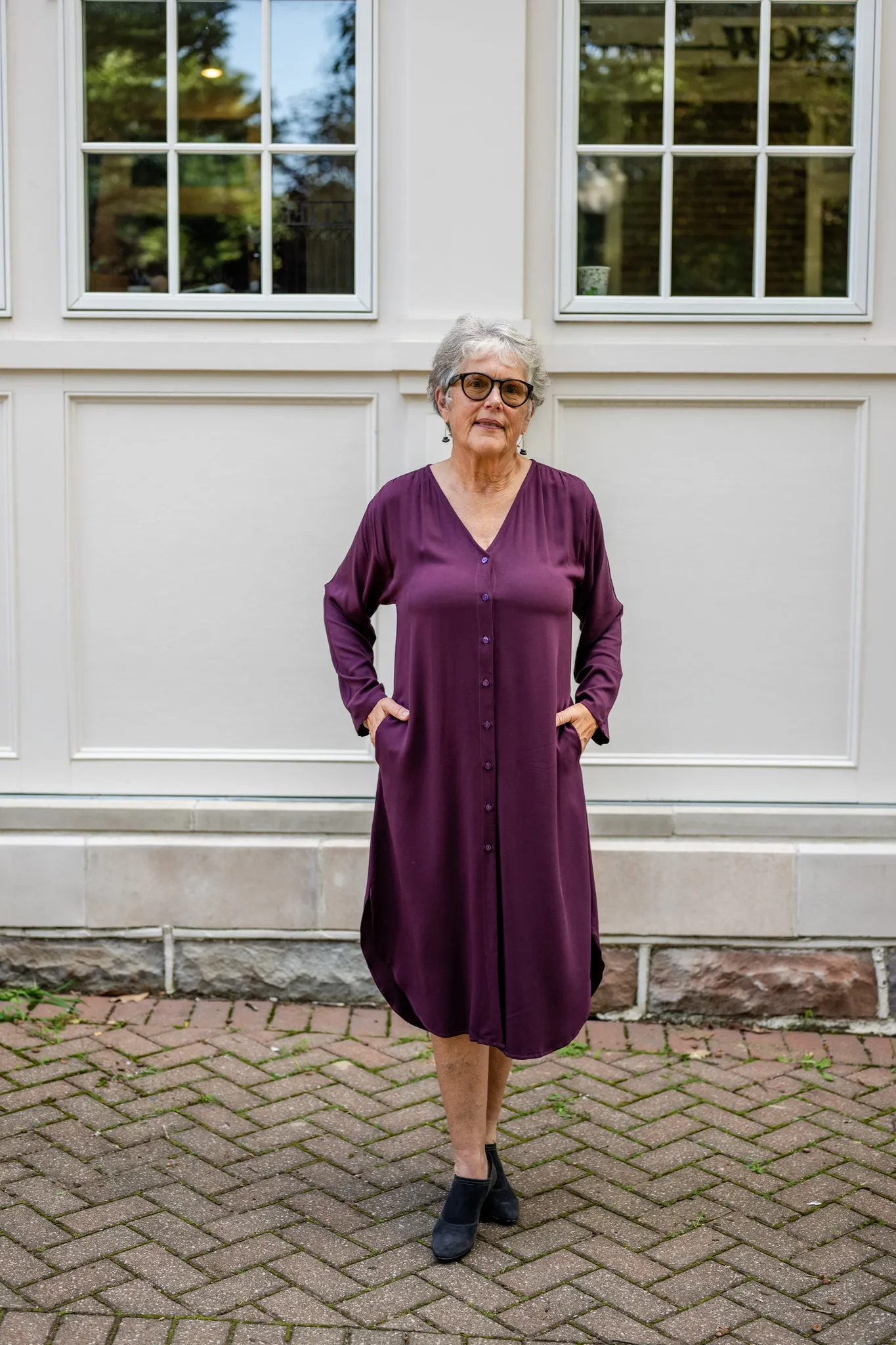 V-Neck Tunic Button-Up Dress