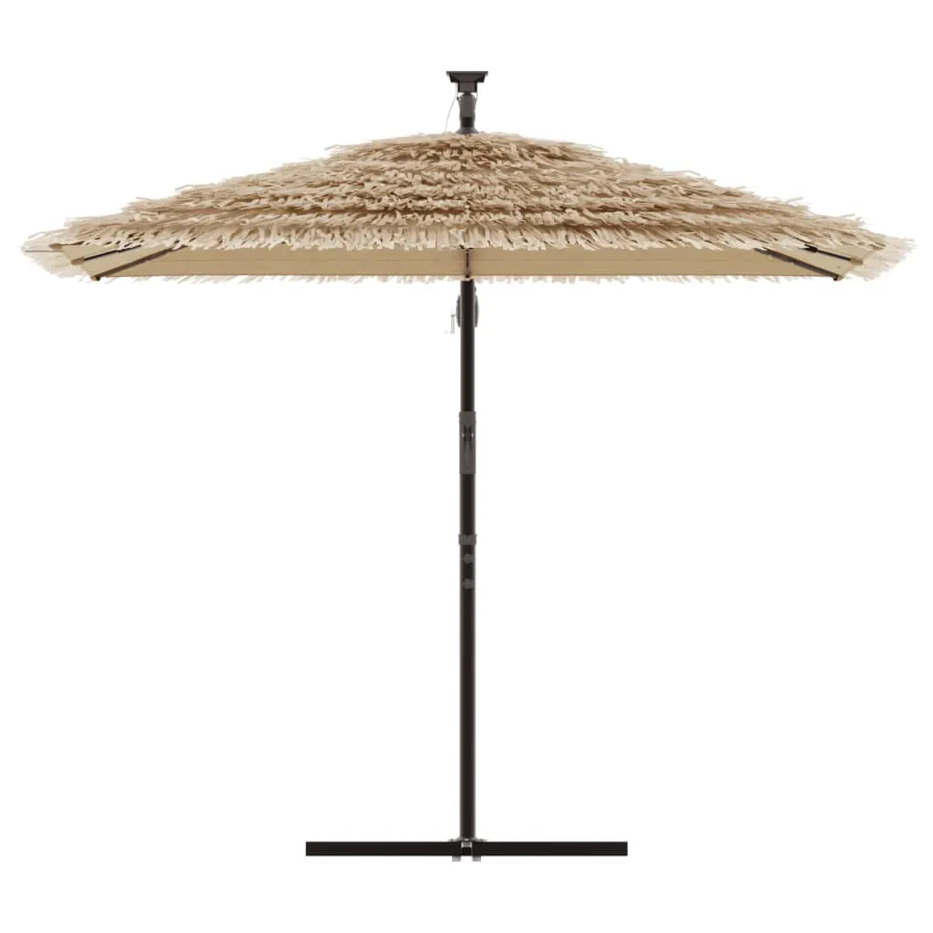 vidaXL Garden Parasol with LEDs and Steel Pole Brown 246x246x230 cm