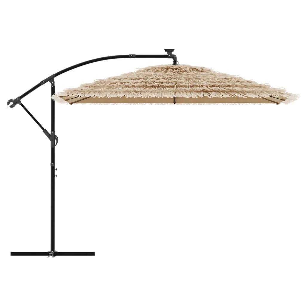 vidaXL Garden Parasol with with LEDs and Steel Pole Brown 290x290x238 cm