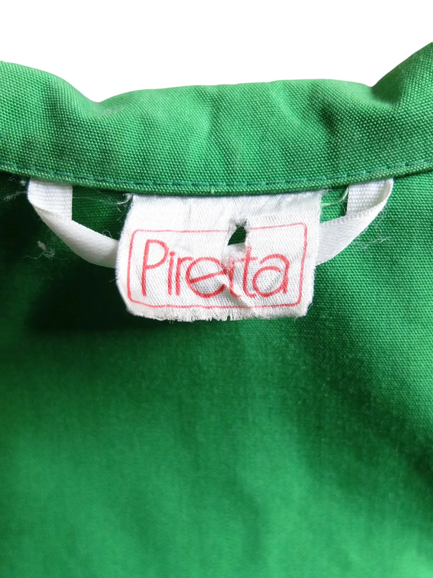 Vintage 60s Mod Psyschedelic Retro Bright Green & White Athletic Streetwear Fitted Dagger Collared Zip Up Canvas Track Jacket | Size XXS-XS