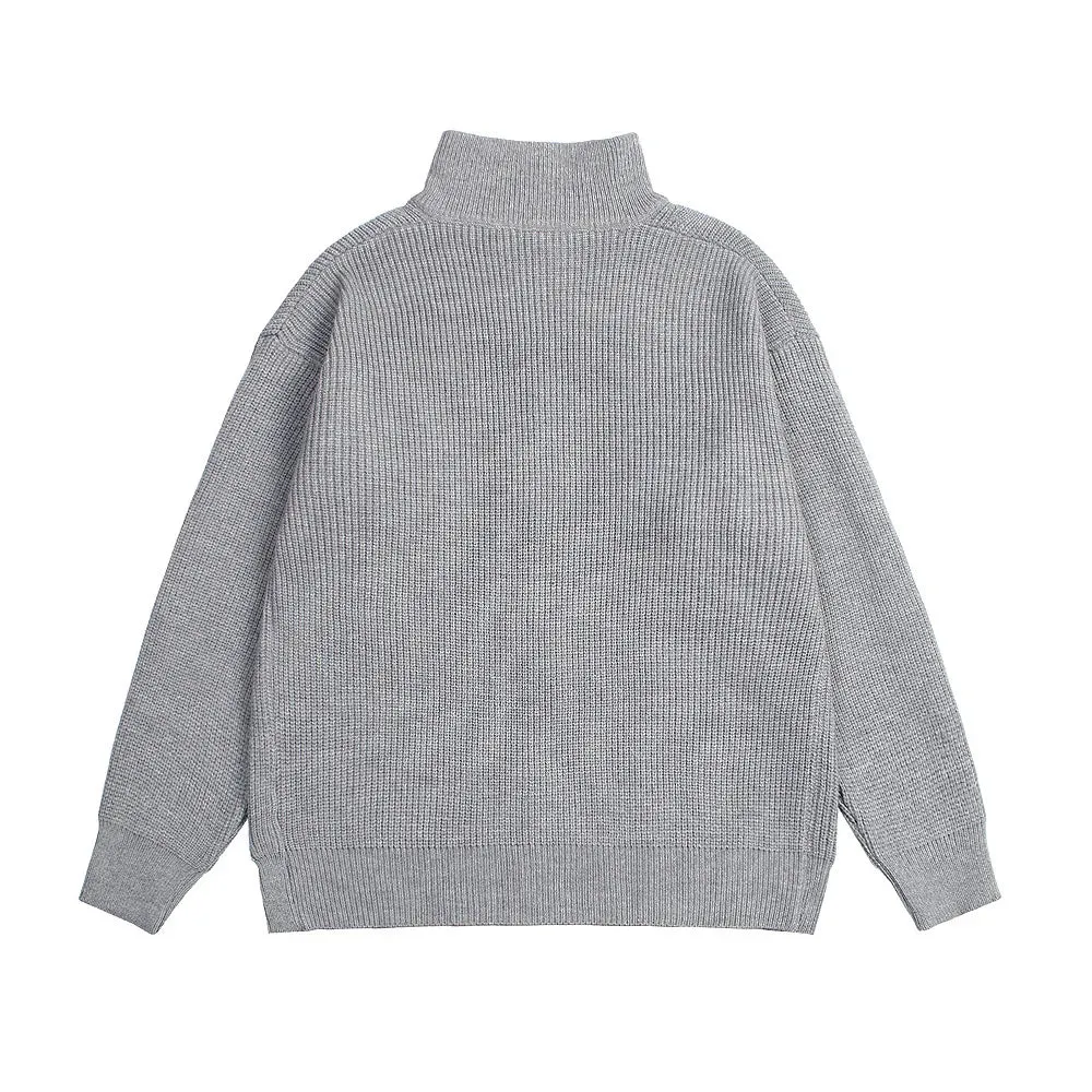 Wiaofellas  -  Winter New Men's Loose Standing Neck Sweater Knitwear Korean Edition Large Size Fashion Casual Zipper Cardigan for Men