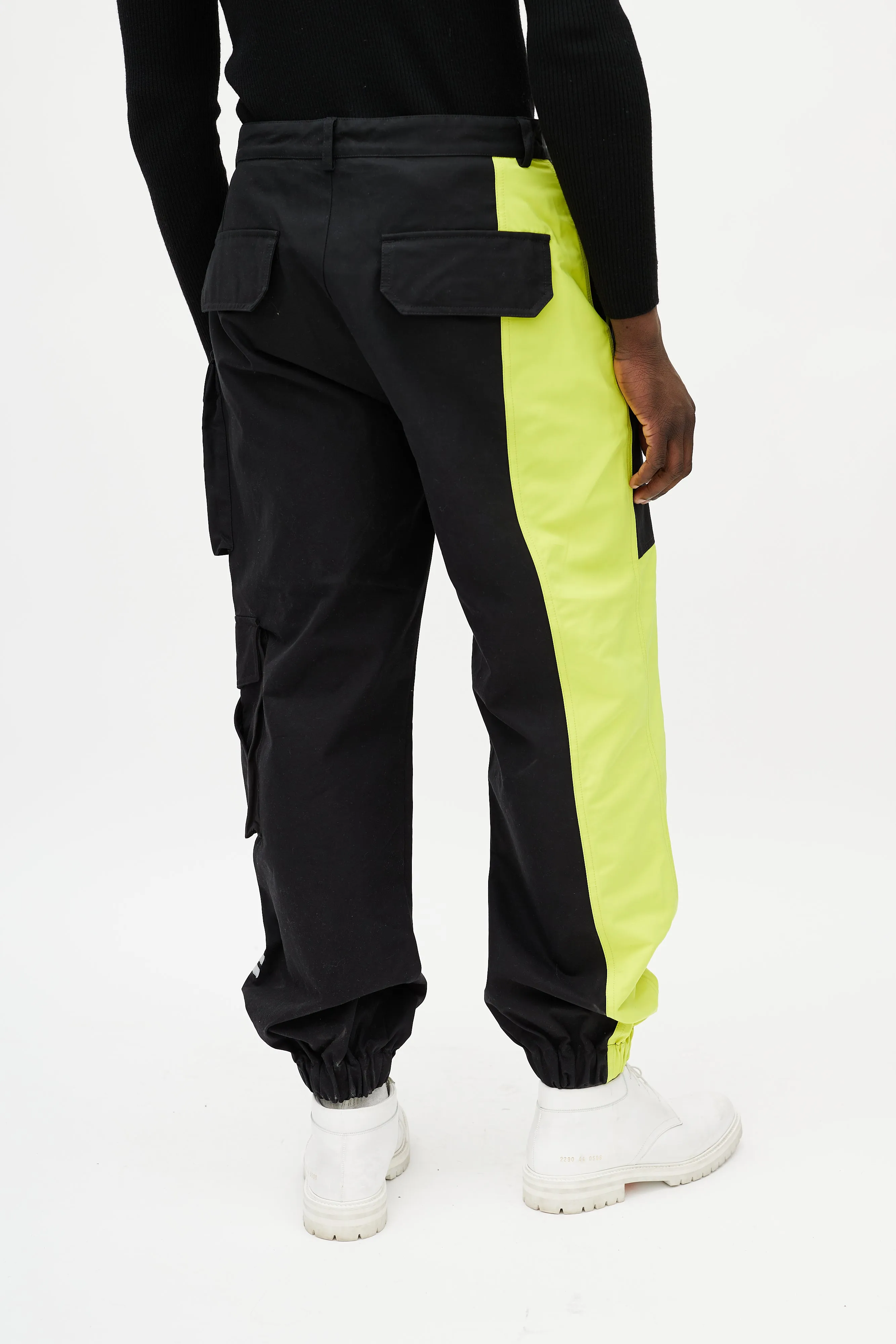 X Feng Chen Wang Black & Green Reflective Cargo Trouser