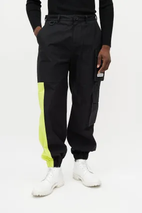 X Feng Chen Wang Black & Green Reflective Cargo Trouser