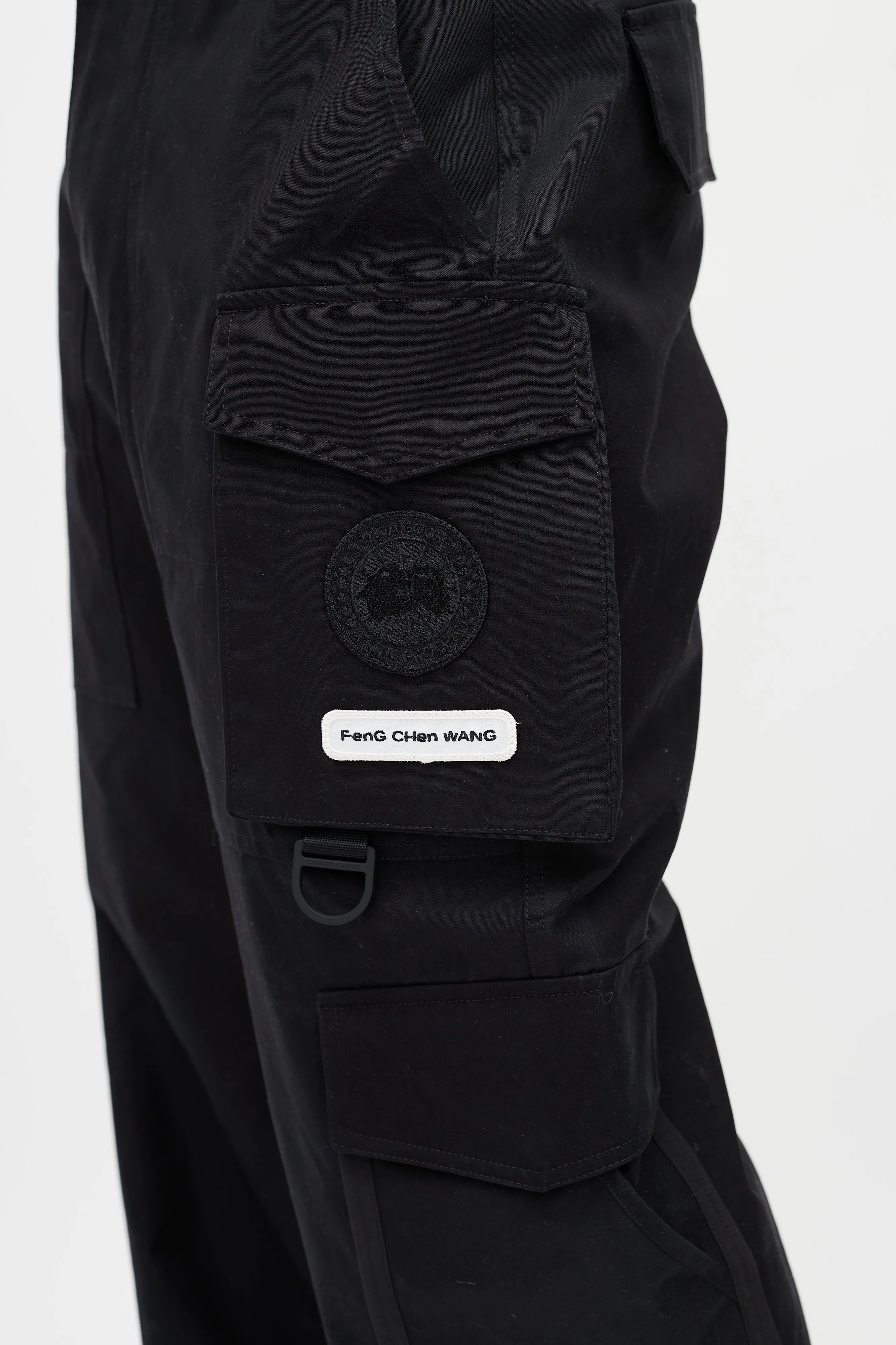 X Feng Chen Wang Black & Green Reflective Cargo Trouser