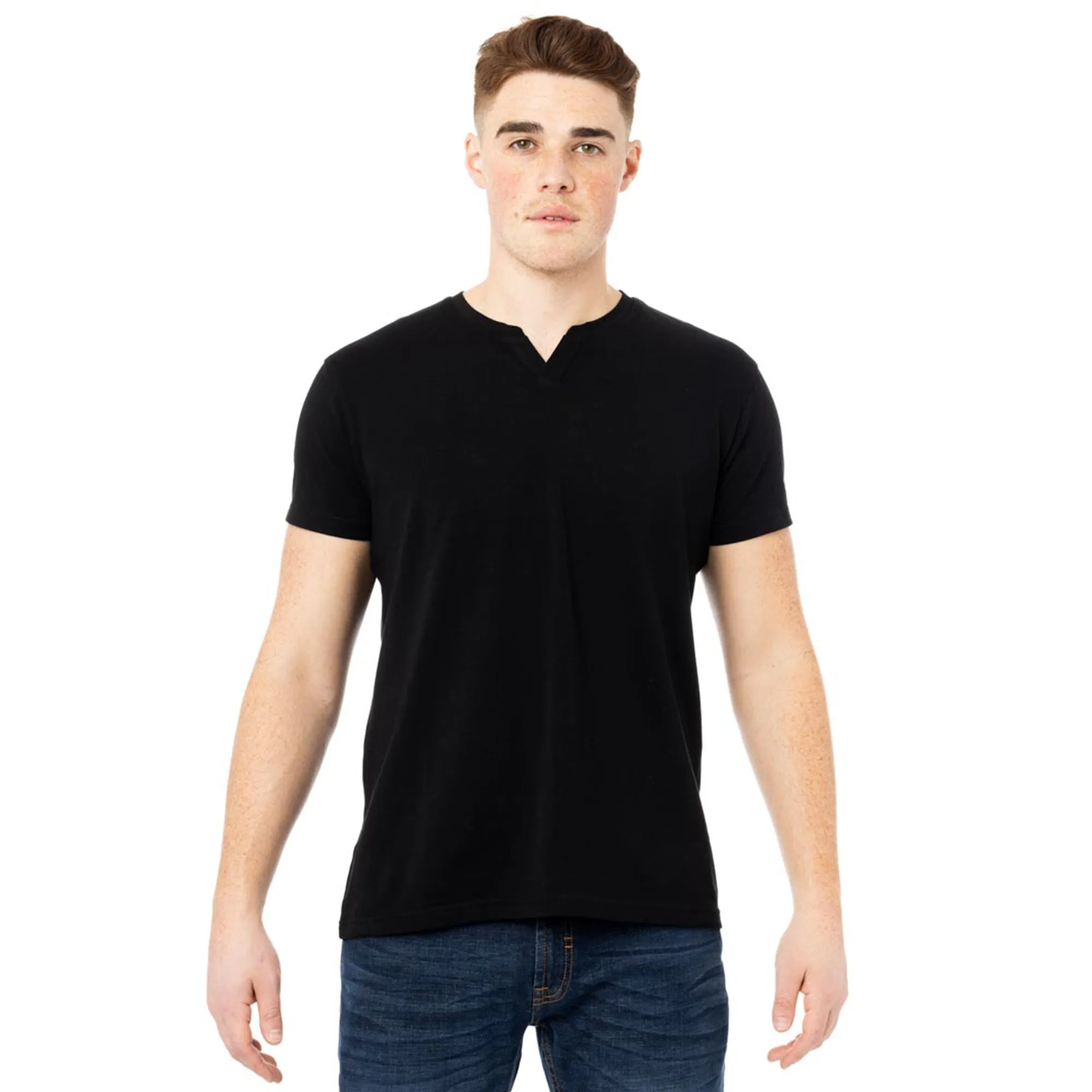 X RAY Men's Basic V-Notch Neck Short Sleeve Split Neck T-Shirt