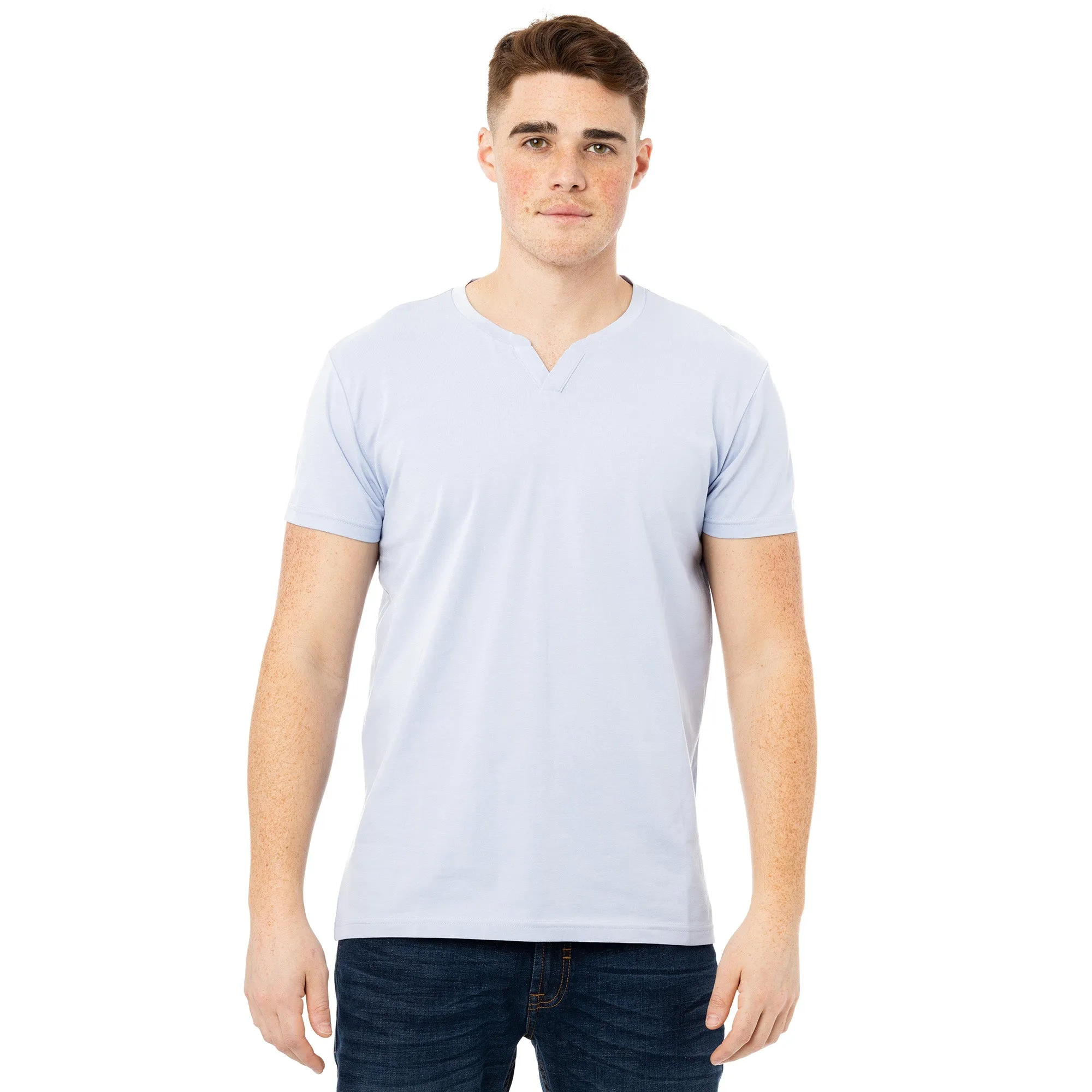 X RAY Men's Basic V-Notch Neck Short Sleeve Split Neck T-Shirt