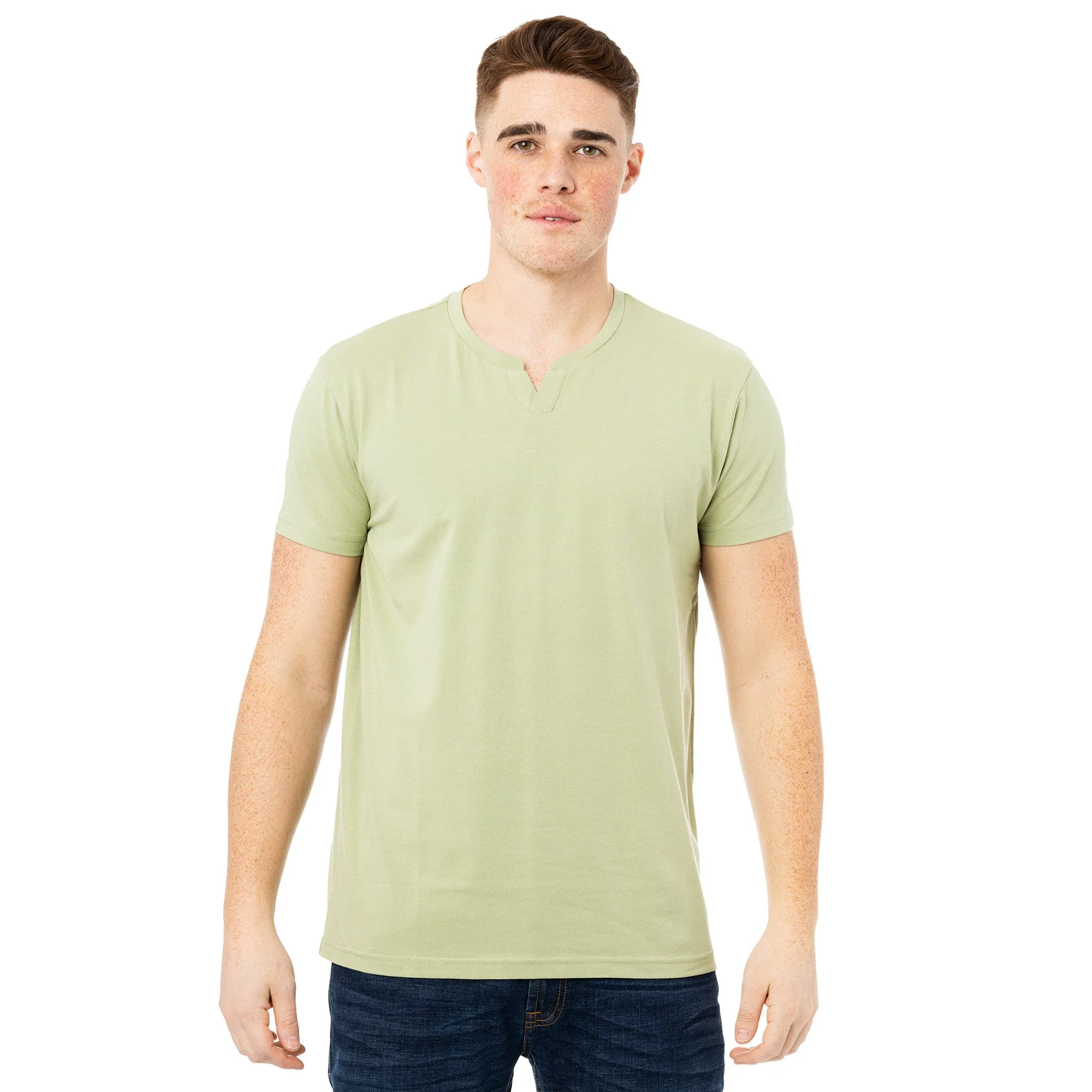 X RAY Men's Basic V-Notch Neck Short Sleeve Split Neck T-Shirt