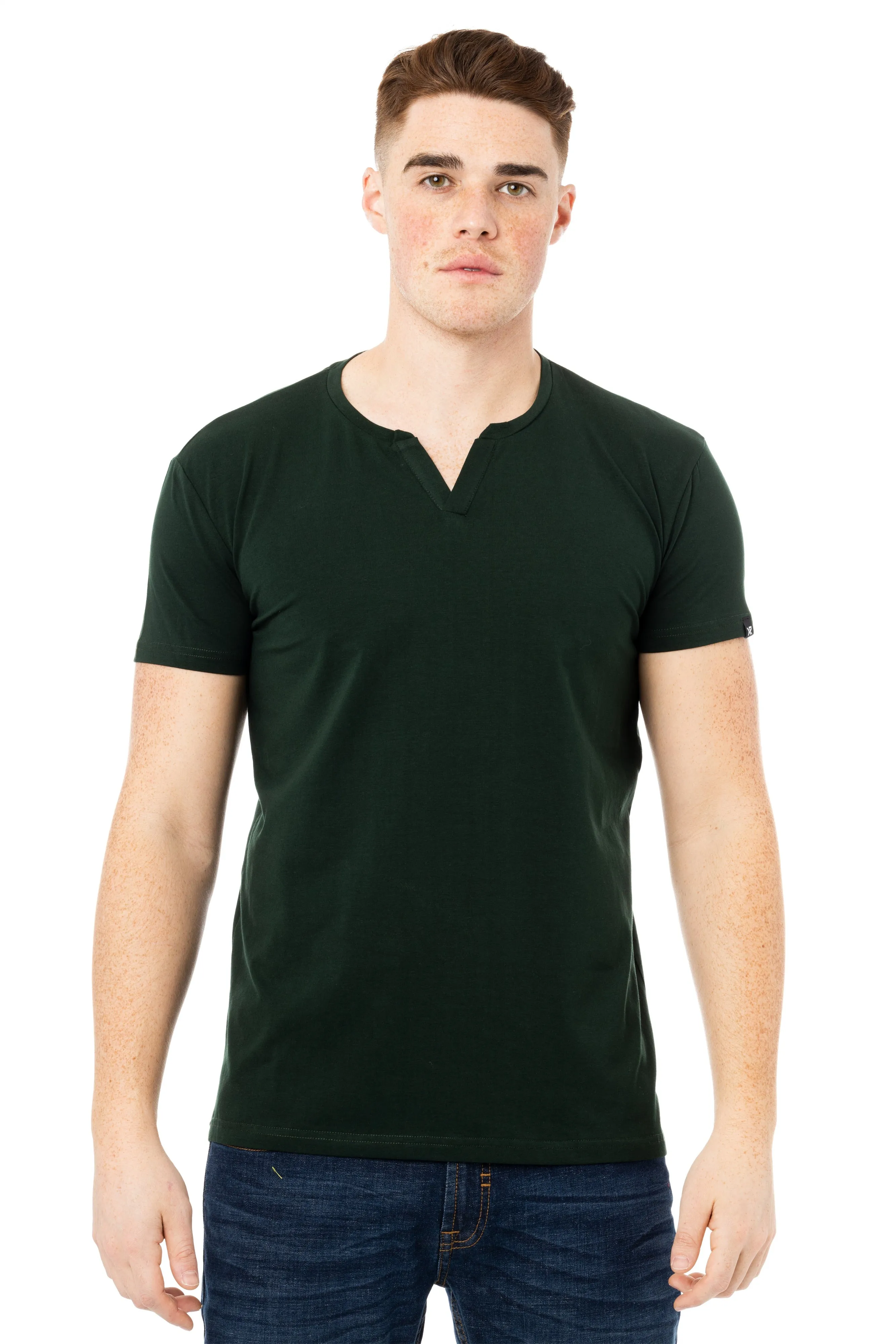 X RAY Men's Basic V-Notch Neck Short Sleeve Split Neck T-Shirt