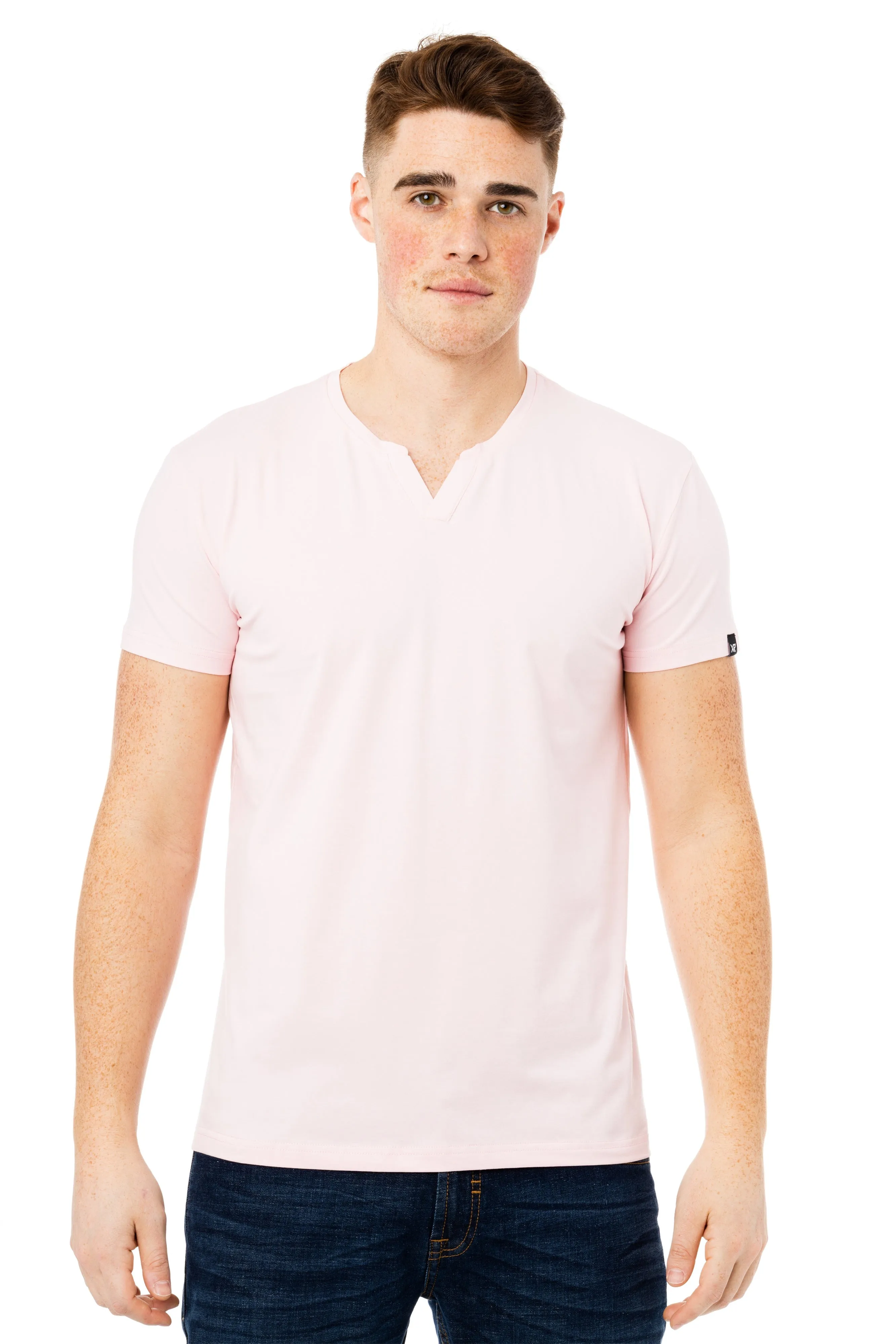 X RAY Men's Basic V-Notch Neck Short Sleeve Split Neck T-Shirt