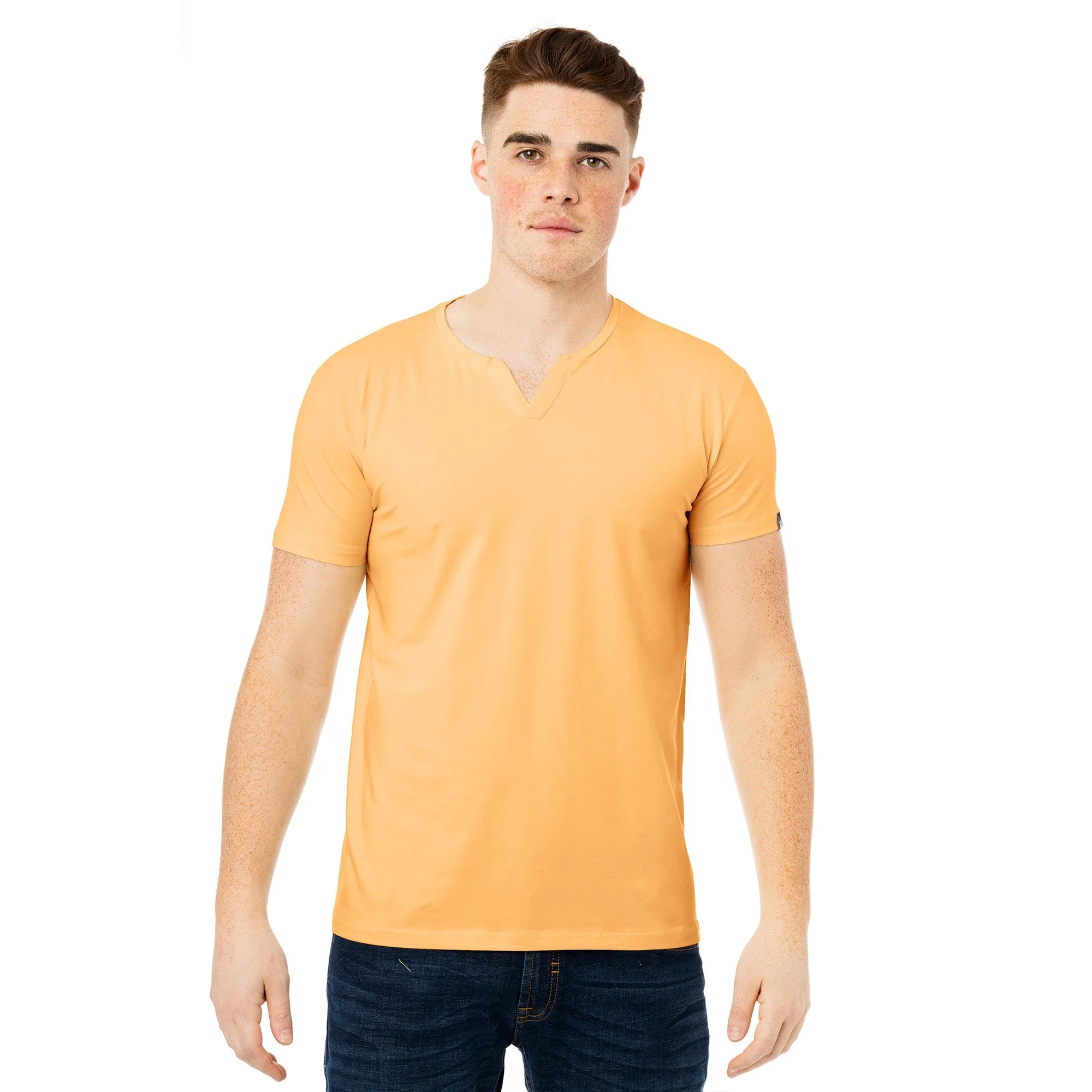 X RAY Men's Basic V-Notch Neck Short Sleeve Split Neck T-Shirt