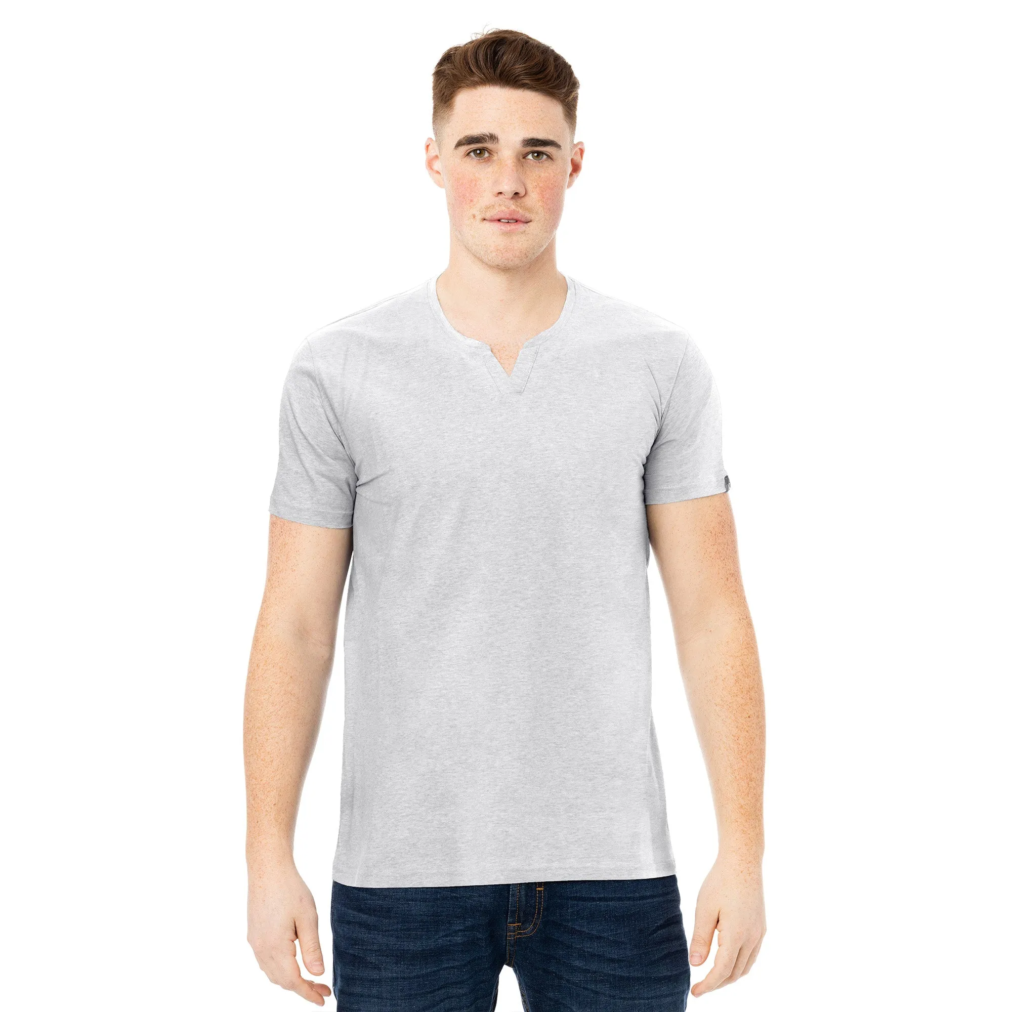 X RAY Men's Basic V-Notch Neck Short Sleeve Split Neck T-Shirt