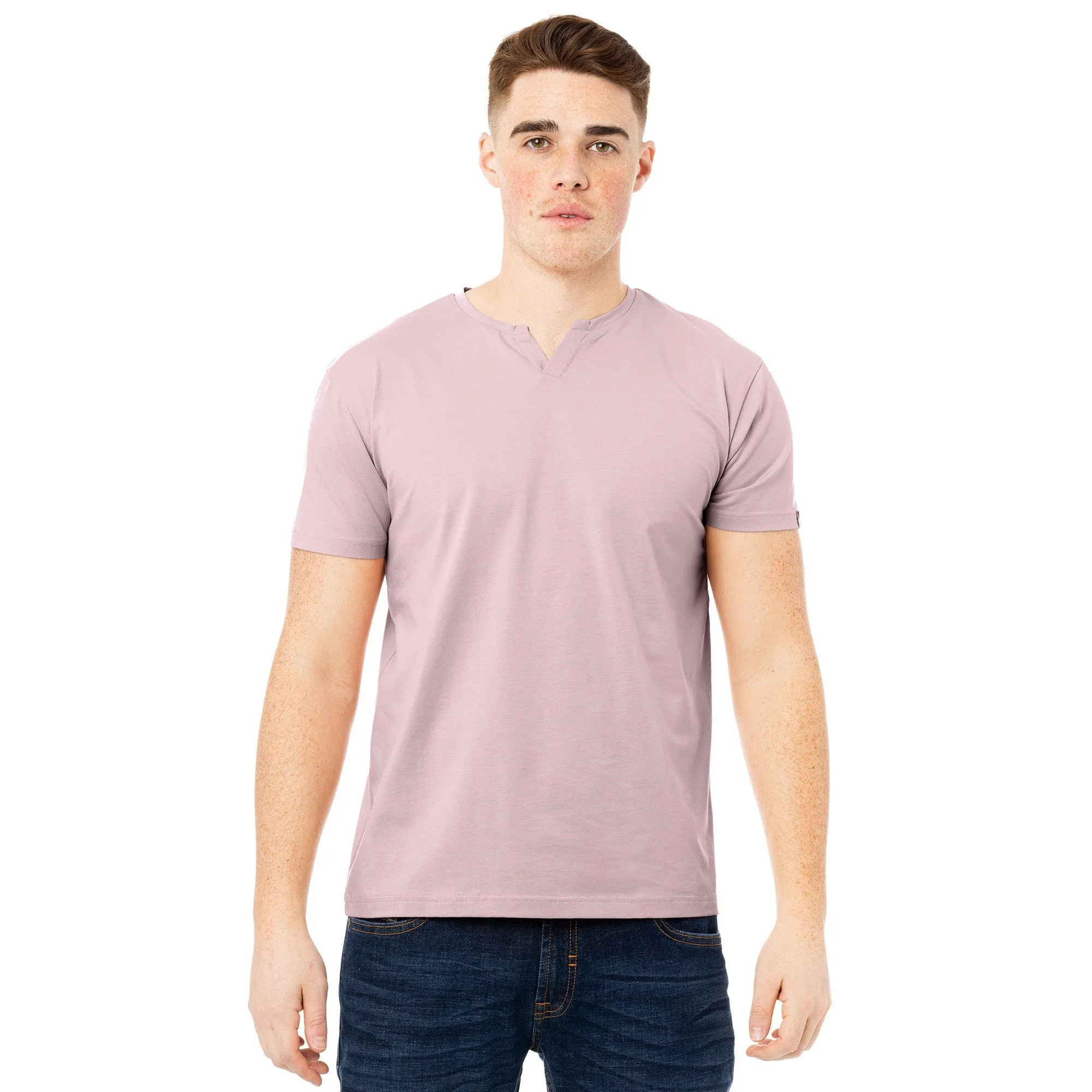 X RAY Men's Basic V-Notch Neck Short Sleeve Split Neck T-Shirt