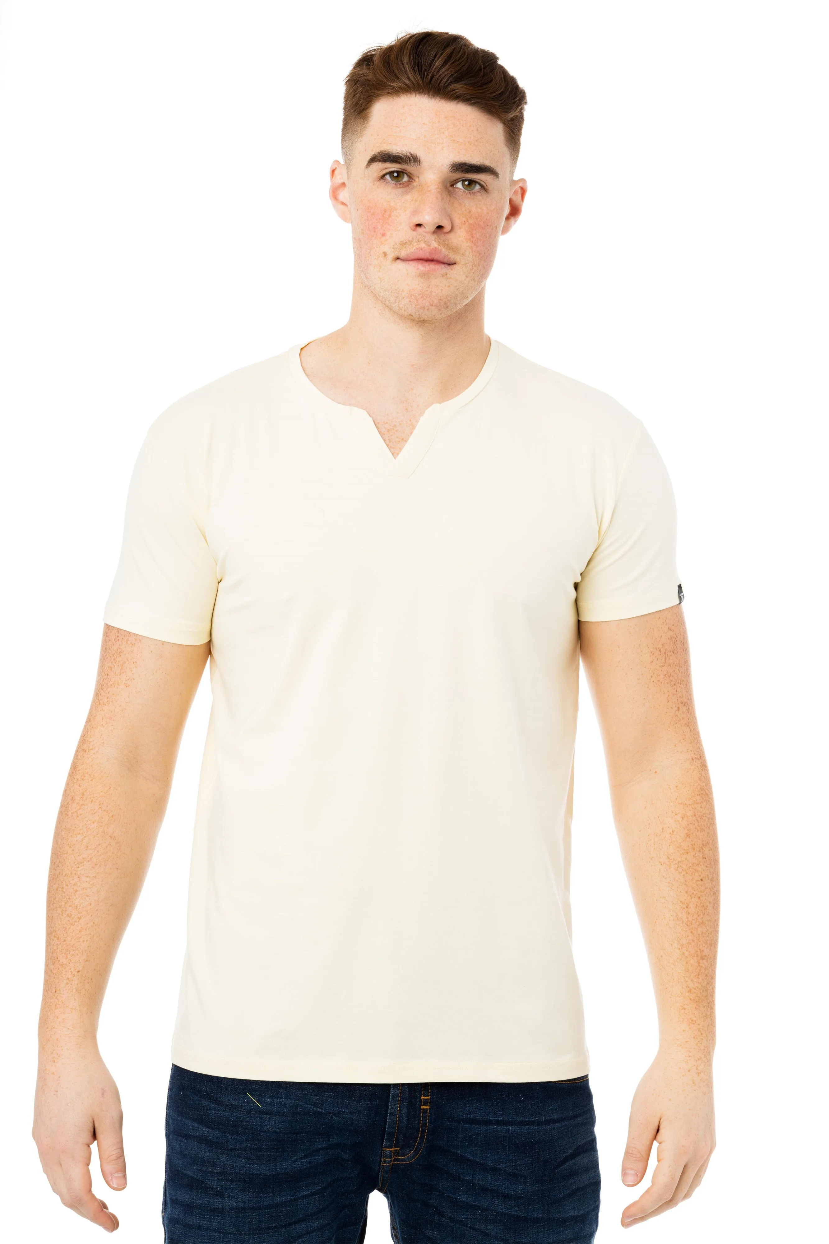X RAY Men's Basic V-Notch Neck Short Sleeve Split Neck T-Shirt
