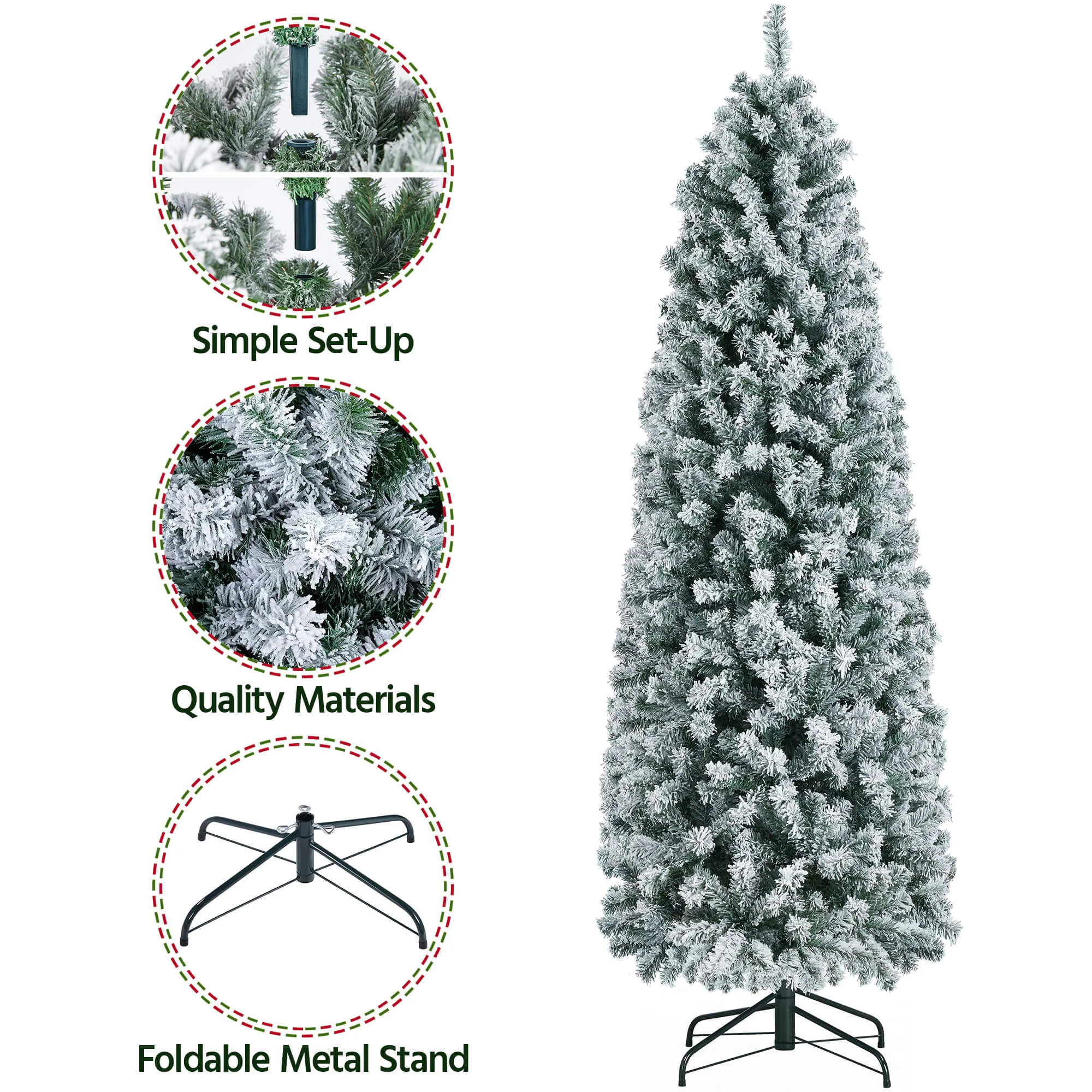 Yaheetech Flocked Artificial Christmas Tree