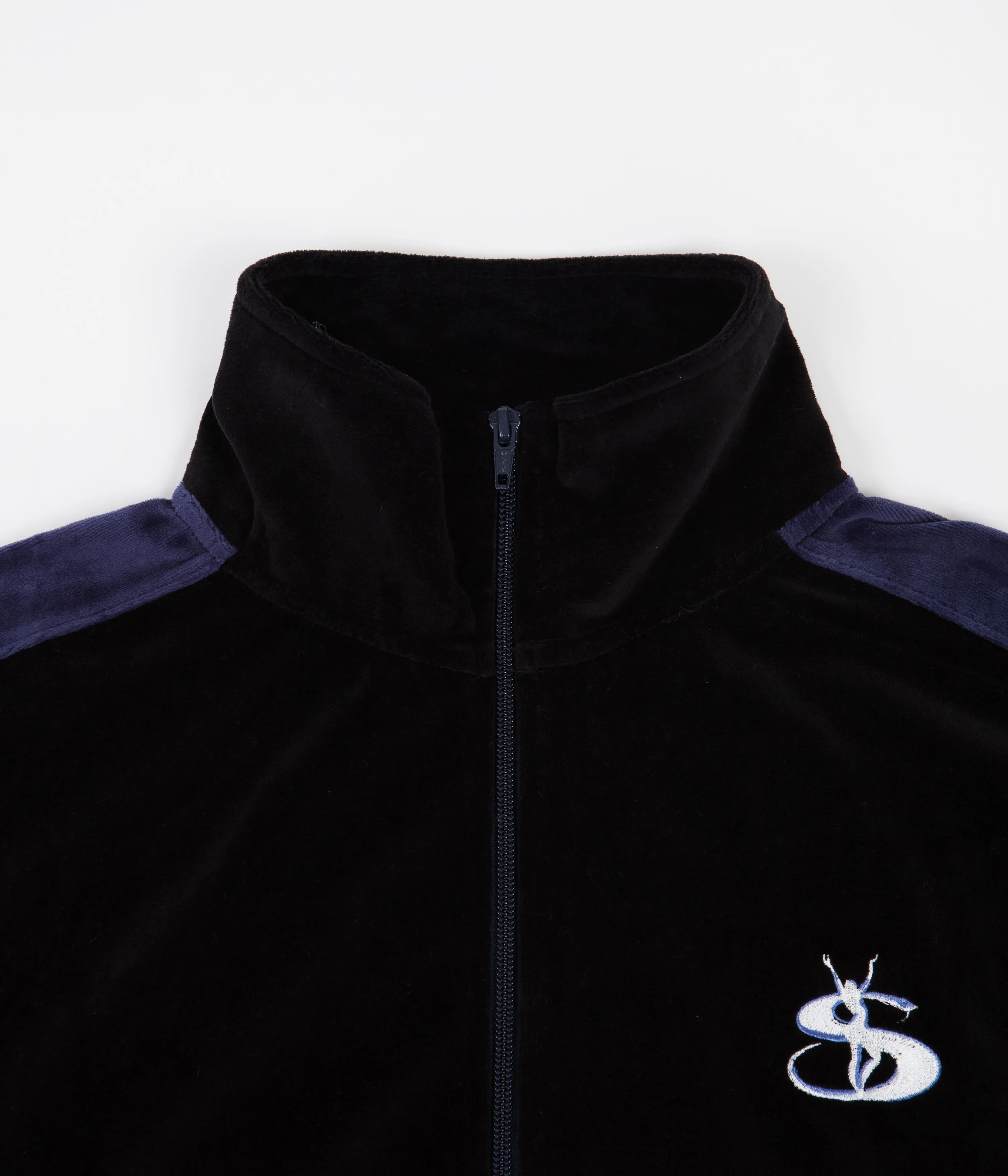 Yardsale Milano Velour Track Jacket - Two Tone Blue / Grey