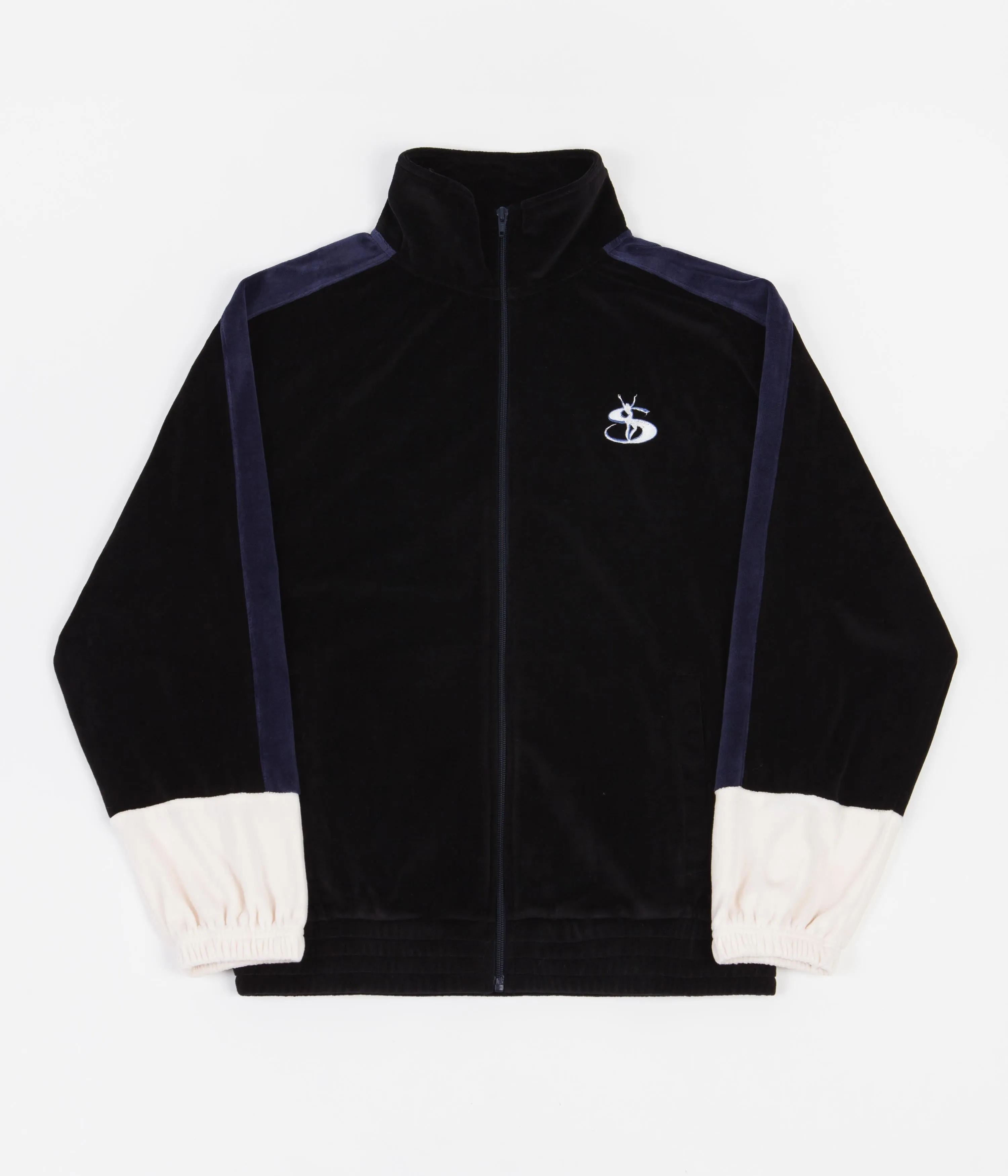 Yardsale Milano Velour Track Jacket - Two Tone Blue / Grey