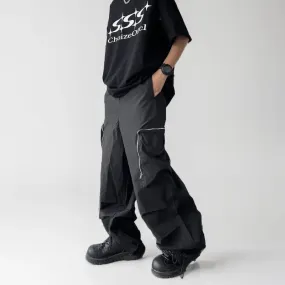 Zippered Pockets Solid Cargo Pants